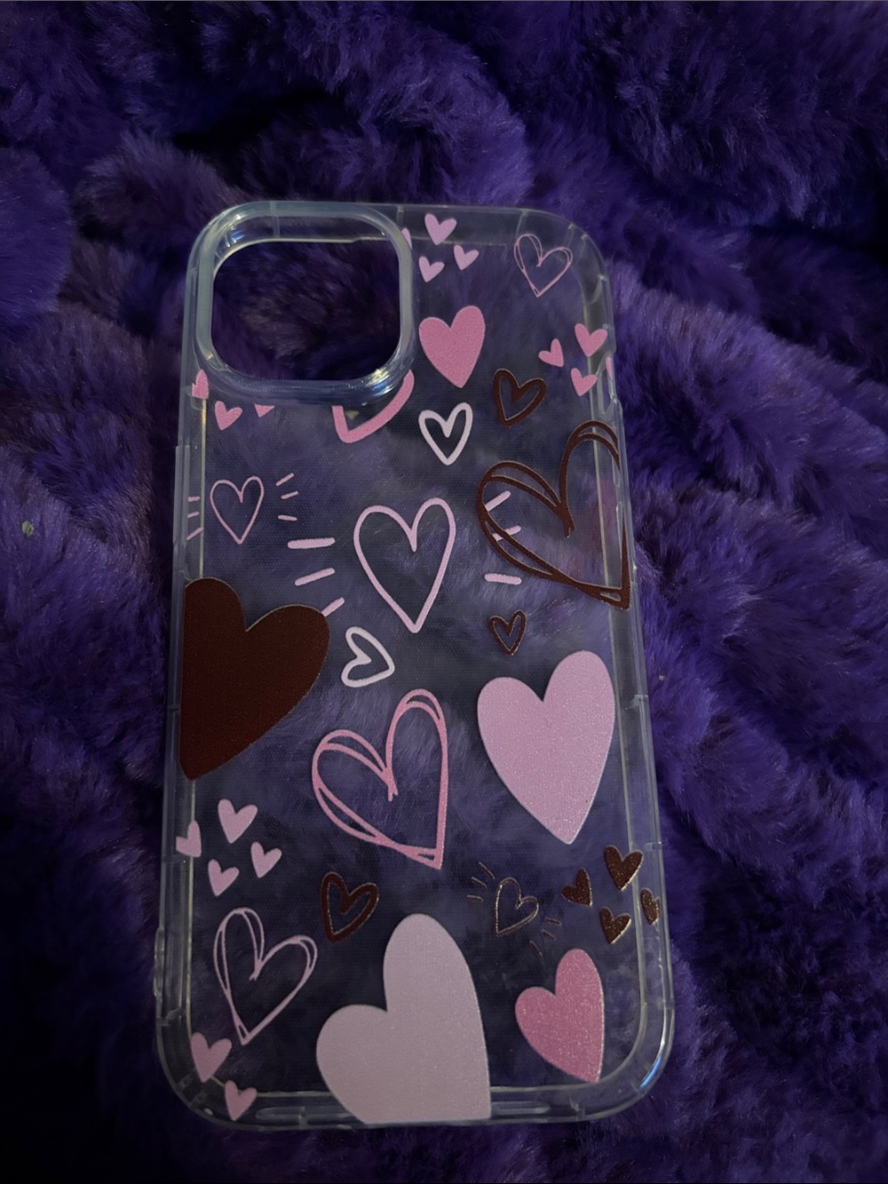 Clear Heart Pattern iPhone Case - Pink & Brown Hearts